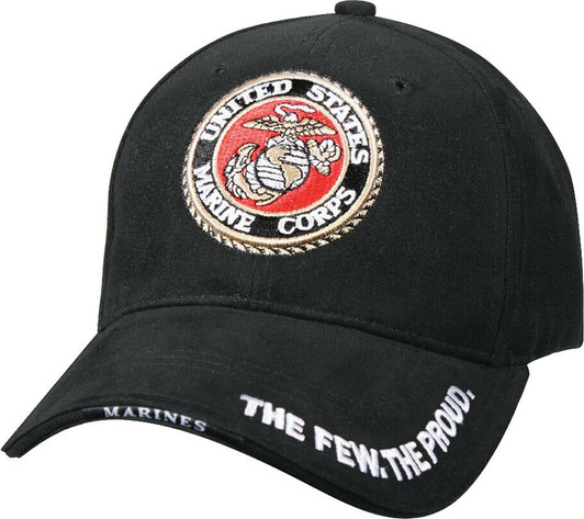 Black US Marines Corp USMC Globe & Anchor Deluxe Low Profile Adjustable Cap