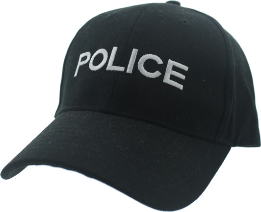 Black Embroidered Police Adjustable Cap