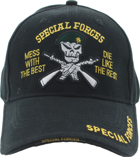 Black Deluxe Special Forces Mess With the Best Die Like The Rest Insignia Cap