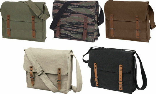 Medic Shoulder Bag Military Vintage Washed Canvas Solid Army NATO Leather
