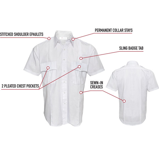 Uniform Short Sleeve Shirt Official Duty 2 Pocket Epaulets Police Security Work Job Shirt
