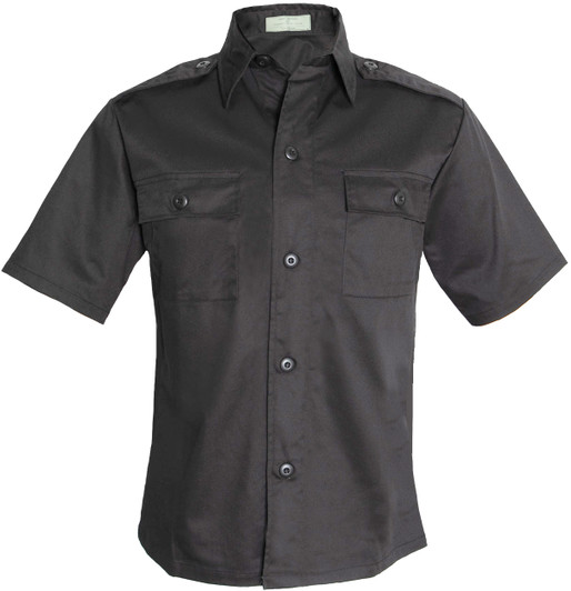 Black Tactical Uniform Shirt Short Sleeve Button Down Epaulets Duty Police