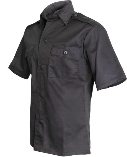 Black Tactical Uniform Shirt Short Sleeve Button Down Epaulets Duty Police