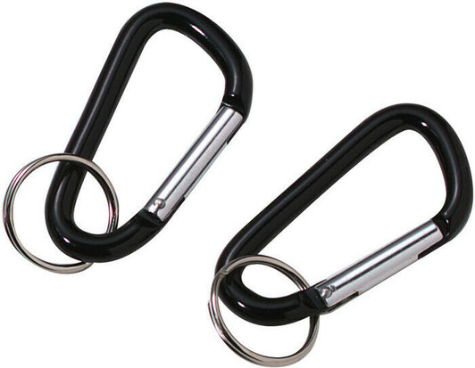 Black Aluminum 60mm Accessory Carabiner with Key Ring - 2 Pack