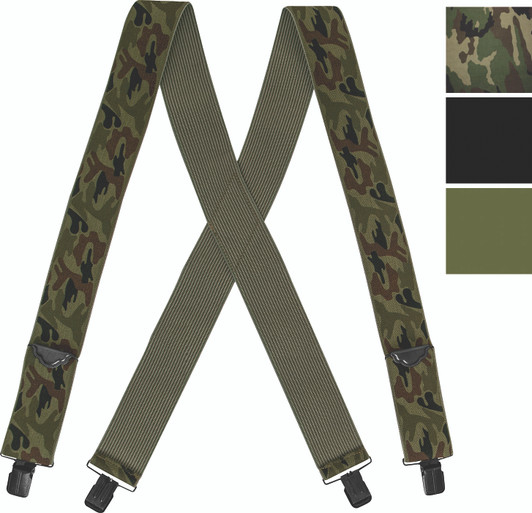 Heavy Duty Military 2" Thick Suspenders – Adjustable Elastic Pant Suspenders with Metal Alligator Clips, Ideal for BDUs and Tactical Pants