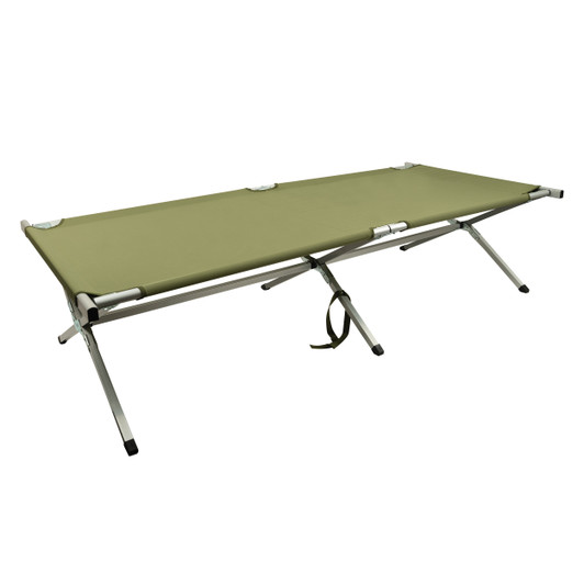 Olive Drab Oversized Aluminum Folding Cot 80"x30" Camping Bed with Carry Case