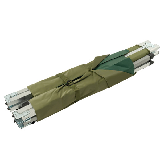 Olive Drab Oversized Aluminum Folding Cot 80"x30" Camping Bed with Carry Case