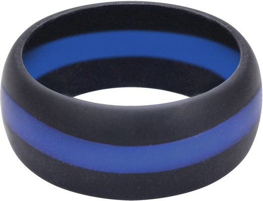 Thin Blue Line Silicone Non-Conductive Ring Durable Alternative Wedding Band