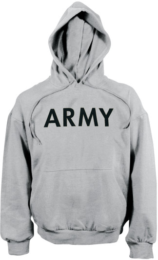 Grey ARMY Official Physical Training Pullover Sweatshirt – PT Workout Gym Hoodie, Fleece Lined, US Army Apparel