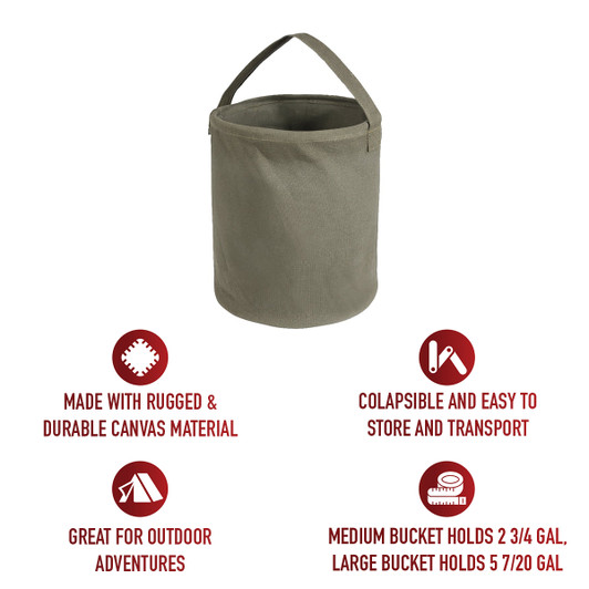 Canvas Water Bucket Collapsible Heavy Duty Tool Carrier Folding with Handles
