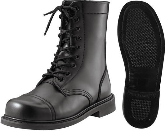 Kids Black Leather Military Boots Childrens Tactical Combat Boots 9"