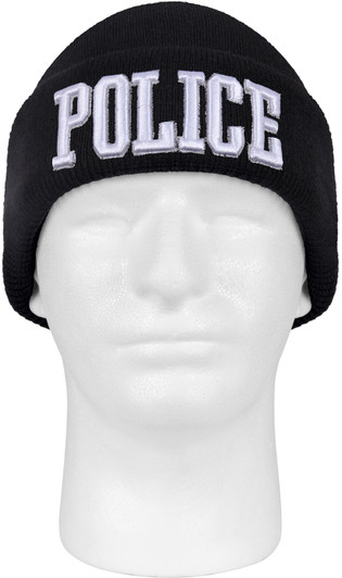 Black Deluxe Acrylic Embroidered Police Watch Cap