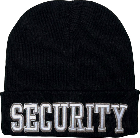 SECURITY Deluxe Embroidered Watch Cap Black Acrylic Warm Winter Guard Beanie