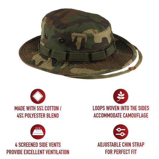Heavy Duty Boonie Hat Military Jungle Bucket Cap Wide Brim Sun Fishing Hiking