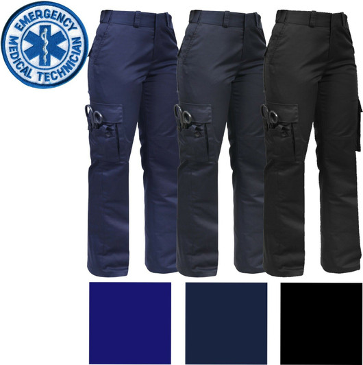 Womens Tactical EMS EMT Pants, Ladies Cargo Uniform 9-Pocket Official Duty Work Trousers