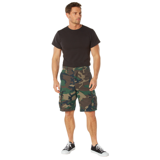 Vintage Camo Cargo Shorts, Military Paratrooper Camouflage Tactical Army