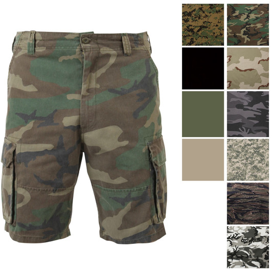 Vintage Camo Cargo Shorts, Military Paratrooper Camouflage Tactical Army