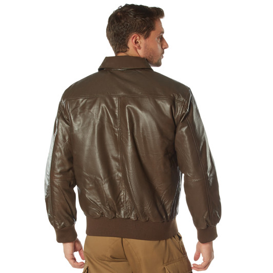 Brown Thick Heavy Leather Classic A-2 Flight Jacket
