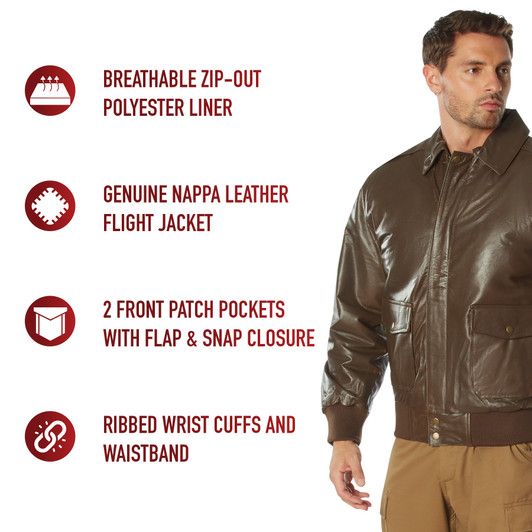 Brown Thick Heavy Leather Classic A-2 Flight Jacket