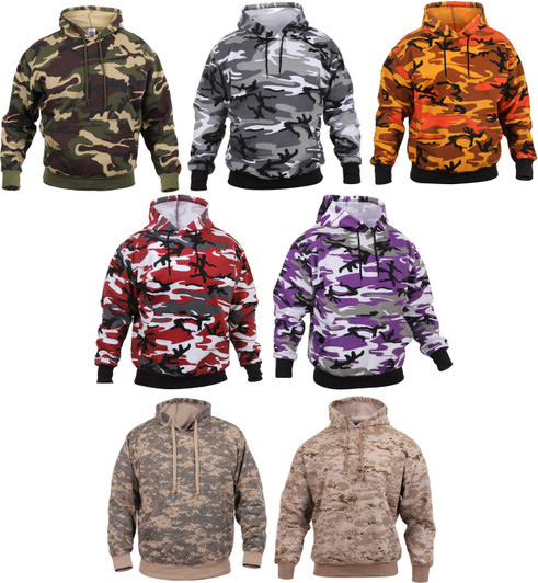 Camo Hoodie Pullover Hooded Sweatshirt Army Military Camouflage Tactical Fleece