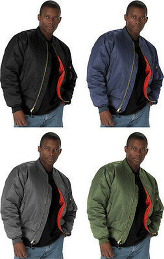 Bomber Flight Jacket Military Air Force MA-1 Coat MA1 Reversible Orange