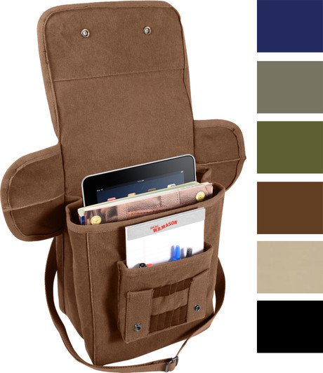 Heavy Canvas Tech Bag Military Map Case Shoulder Pack Tablet Carry Pouch