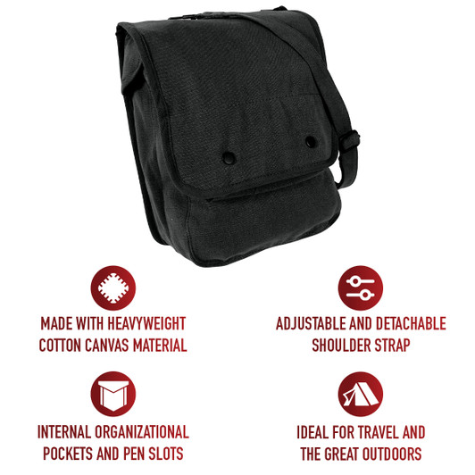 Heavy Canvas Tech Bag Military Map Case Shoulder Pack Tablet Carry Pouch