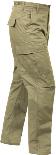 Khaki Solid Military Rip-Stop BDU Cargo Bottoms Fatigue Trouser Pants