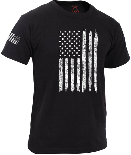Kids Black Distressed USA American Flag T-Shirt