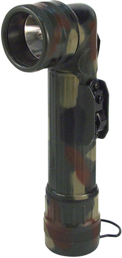 Woodland Camouflage Angle Head Tactical D-Cell Flashlight 6"
