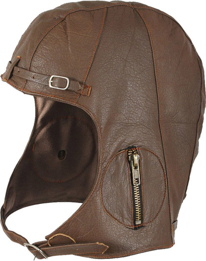 Brown WWII Pilots Military Vintage Style Leather Tactical Goatskin Helmet Head Cover