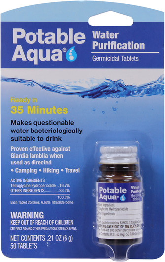 Potable Aqua Water Purification Tablets US Made Germicidal Treatment 50 Tablets