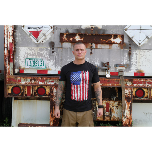 Mens US Flag Athletic T-Shirt Muscle Build Tactical Tee American Patriotic USA