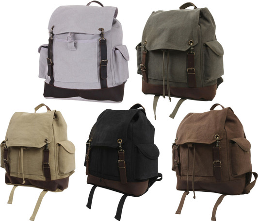 Military Rucksack Canvas Backpack Large Knapsack Vintage Bag School Bookbag