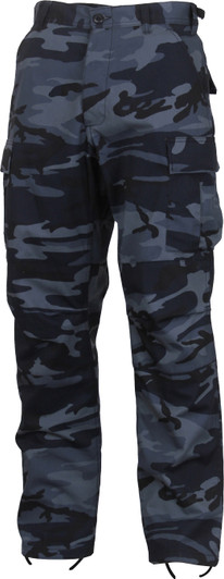 Mens Midnight Blue Camouflage Military BDU Cargo Bottoms Fatigue Trouser Pants