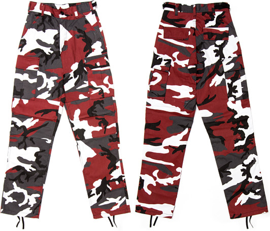 Red Camouflage Military BDU Cargo Bottoms Fatigue Trouser Camo Pants