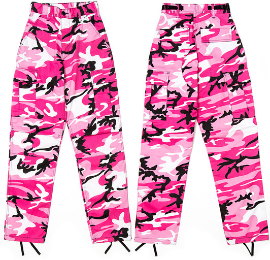 Mens Pink Camouflage Military BDU Cargo Bottoms Fatigue Trouser Camo Pants