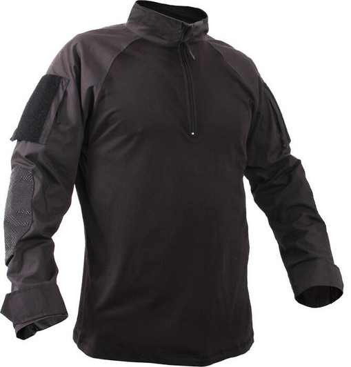 Black Heat Resistant 1/4 Zip Long Sleeve Lightweight Combat Shirt