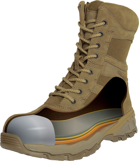 Coyote Brown AR 670-1 Combat Tactical Deployment Side Zipper Boots Composite Toe