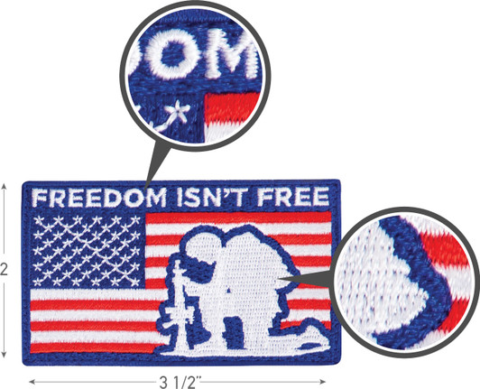 Freedom Isn't Free Hook Patch USA Flag Red White Blue Army Soldier 3.5" x 2"