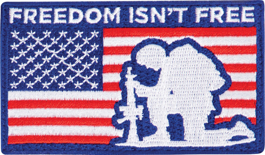 Freedom Isn't Free Hook Patch USA Flag Red White Blue Army Soldier 3.5" x 2"