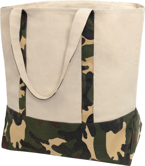 Large Canvas Tote Shopping Bag Camo Reusable Grocery Two Tone Carry All