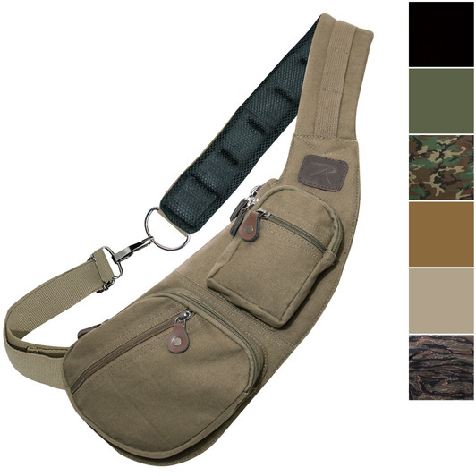 Compact Crossbody Canvas Vintage Sling Bag Shoulder Bag Or Chest Pack