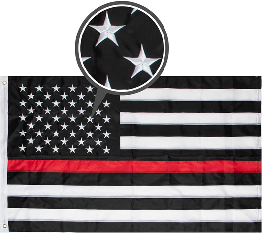 Thin Red Line Law Enforcement Support Firefighters US Deluxe Flag TRL 3'x5'