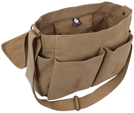 Vintage Canvas Messenger Bag Heavyweight Military Shoulder School Satchel Sling (Coyote Brown)