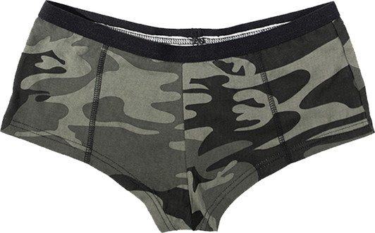 Womens Black Camo "Booty Camp" Booty Shorts Slim Fit Tight Lounge Underwear