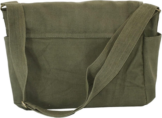 ARMYU Olive Green Original Heavyweight Cotton Canvas Classic Heavyweight Military Messenger Bag + Streamer