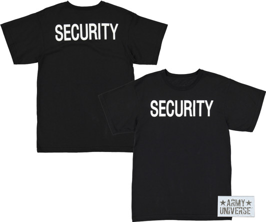 Army Universe Black Security Double Sided Official Bouncer Party Event Raid T-Shirt Security Staff Tee Pin