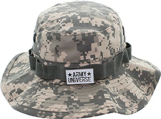ARMYU Tactical Boonie Hat Military Camo Bucket Wide Brim Sun Fishing Bush Booney Cap + Pin
