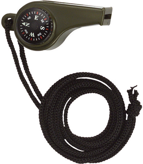Olive Drab - Official Military Super Whistle with Compass & Tempature